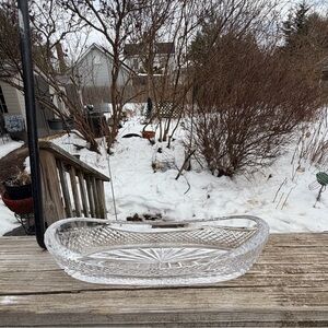 Waterford Crystal Celery Dish 9.5” Length 2.5” Ht On Each End Center 1.5” Ht.